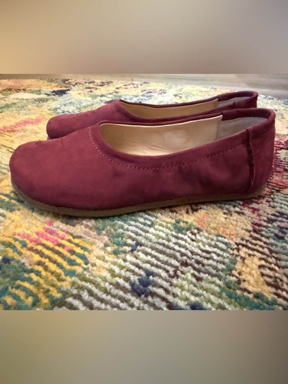 Newish Earthing Harmony Grounding Nubuck Burgundy Barefoot Ballet Flats 37 - Picture 5 of 6